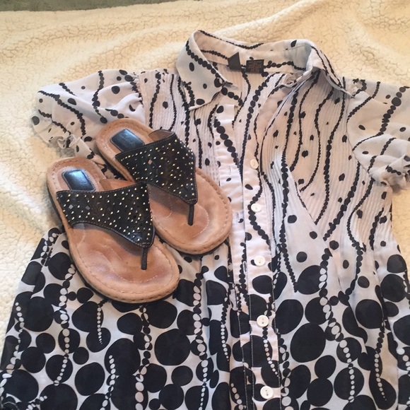 Sere Nade button up black & white blouse - Picture 6 of 7